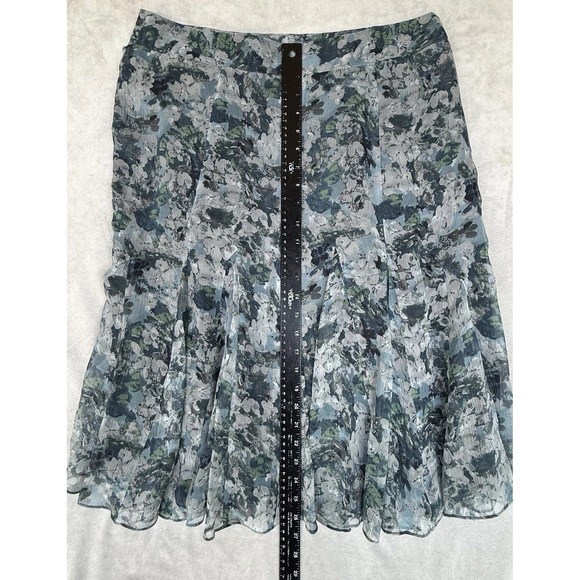 Charter‎ Club 100% Silk Skirt Womens Petite 14 Blue Watercolor Cottagecore Money - Picture 3 of 8